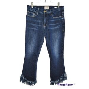 Frame Denim Le Crop Mini Boot Jean Shredded Raw Bayberry Wash Women Size 29 $250